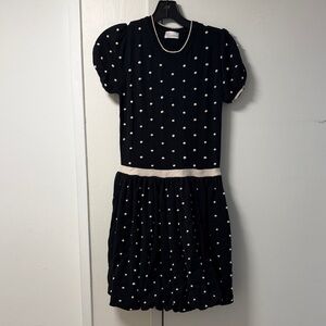 RED Valentino Black Dress with White Polka Dots Medium